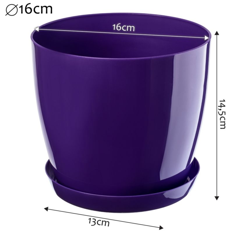 Doniczka KADAX Z Podstawką Plastikowa Osłonka Donica 16cm Fioletowa Kwiaty 1szt.