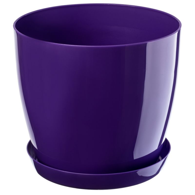 Doniczka KADAX Z Podstawką Plastikowa Osłonka Donica 16cm Fioletowa Kwiaty 1szt.