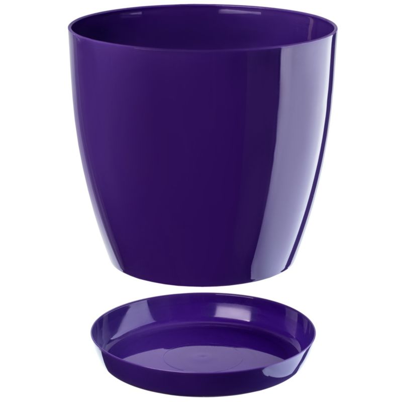 Doniczka KADAX Z Podstawką Plastikowa Osłonka Donica 16cm Fioletowa Kwiaty 1szt.