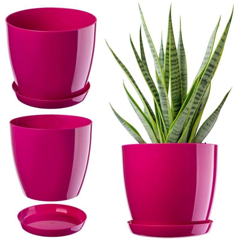 Doniczka KADAX Z Podstawką Plastikowa Osłonka Donica 18cm Różowa Na Kwiaty 1szt.