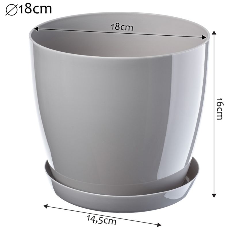 Doniczka KADAX Z Podstawką Plastikowa Osłonka Donica 18cm szara Na Kwiaty 1szt.