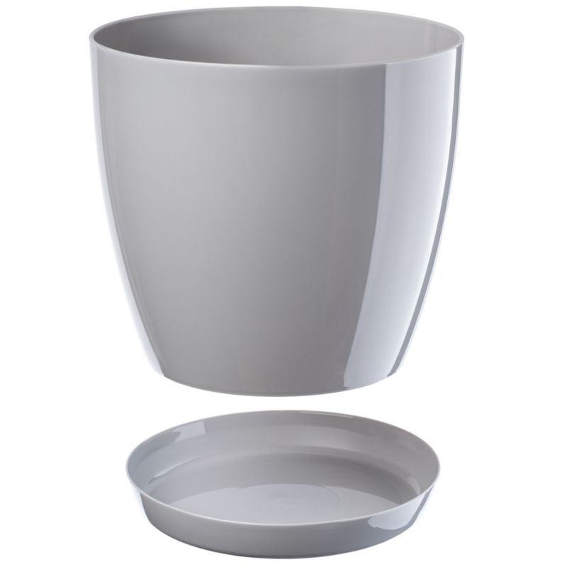 Doniczka KADAX Z Podstawką Plastikowa Osłonka Donica 18cm szara Na Kwiaty 1szt.