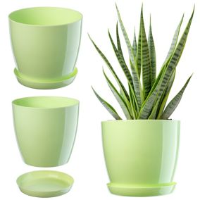 Doniczka KADAX Z Podstawką Plastikowa Osłonka Donica 18cm Zielona Na Kwiaty 1szt.