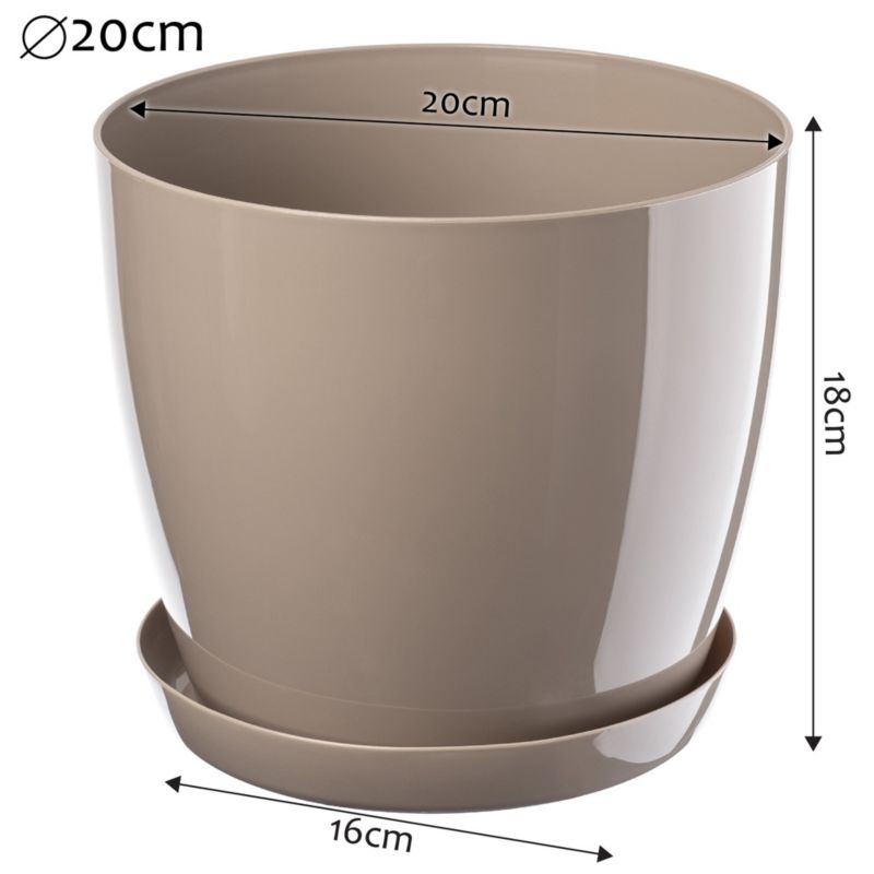 Doniczka KADAX Z Podstawką Plastikowa Osłonka Donica 20cm Beżowa Na Kwiaty 1szt.