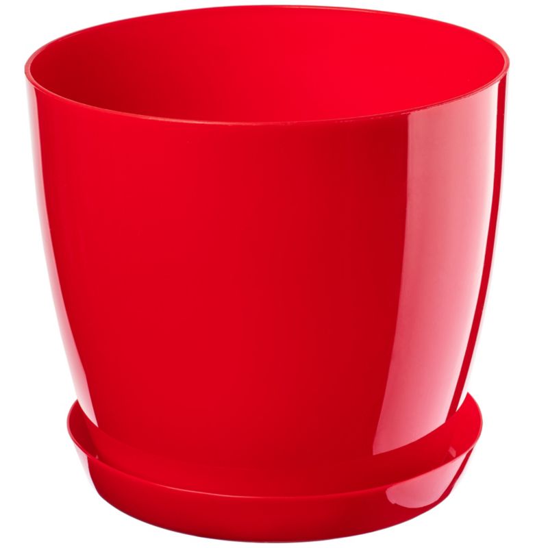 Doniczka KADAX Z Podstawką Plastikowa Osłonka Donica 20cm Czerwona Kwiaty 1szt.