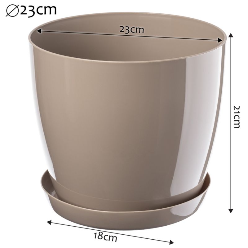 Doniczka KADAX Z Podstawką Plastikowa Osłonka Donica 23cm Beżowa Na Kwiaty 1szt.