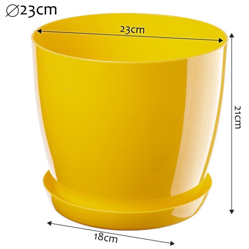 Doniczka KADAX Z Podstawką Plastikowa Osłonka Donica 23cm Żółta Na Kwiaty 1szt.