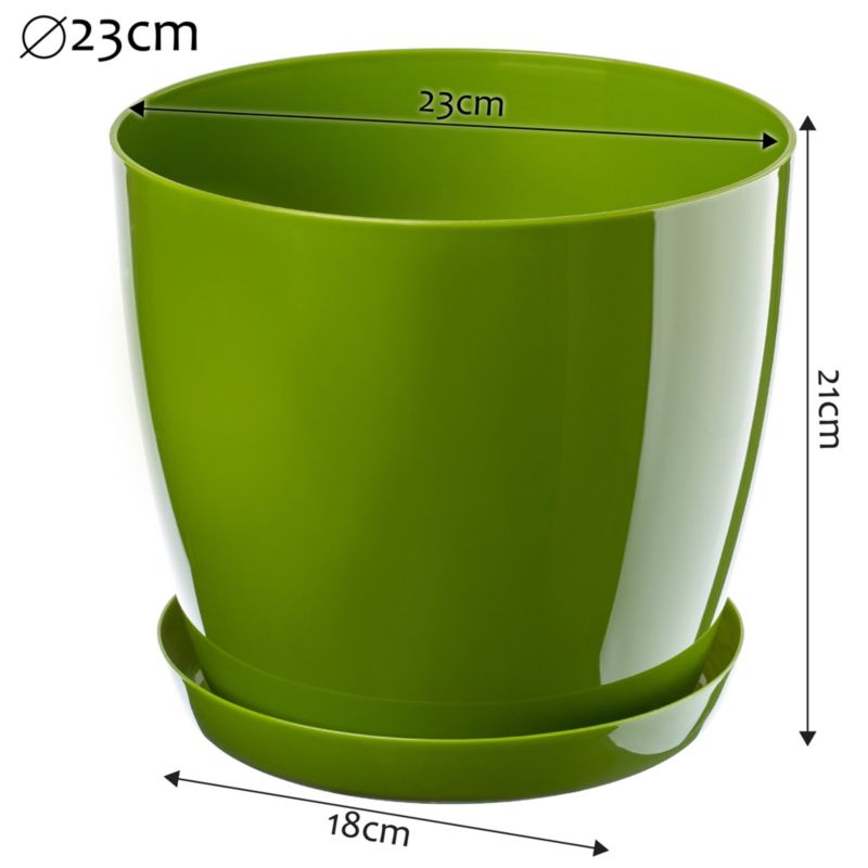 Doniczka KADAX Z Podstawką Plastikowa Osłonka Donica 23cm Zielona Na Kwiaty 1szt.