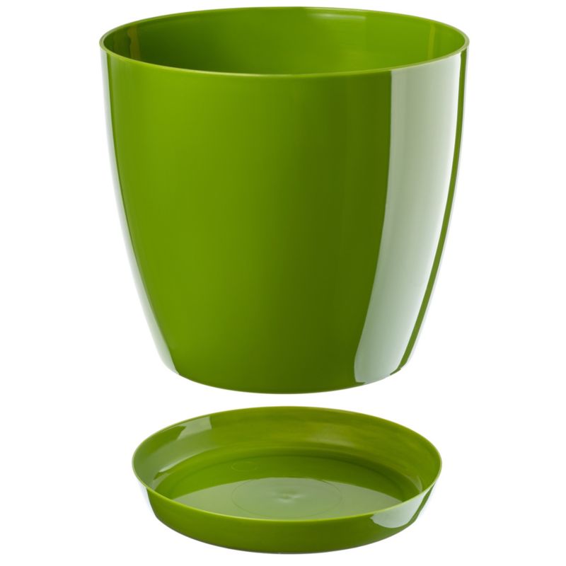 Doniczka KADAX Z Podstawką Plastikowa Osłonka Donica 23cm Zielona Na Kwiaty 1szt.
