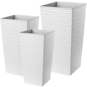 Doniczka KADAX Zestaw 3x Donica + Wkład Kwietnik Wysoka Ogrodowa Biała Dłuto 57cm 3 szt.