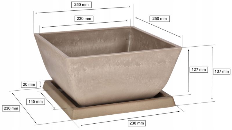 Doniczka kompozytowa KOTARBAU z podstawką 127 mm beżowa 1 szt.
