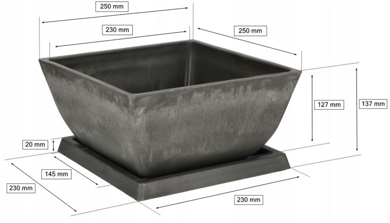 Doniczka kompozytowa KOTARBAU z podstawką 250 mm 1 szt.