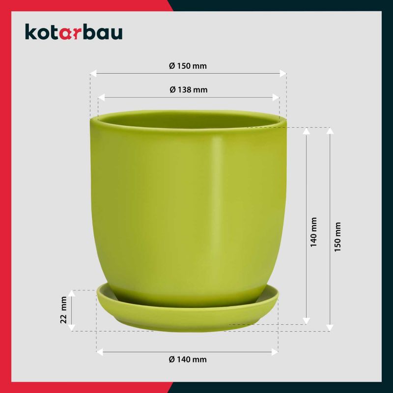 Doniczka KOTARBAU 15 cm ceramiczna podstawka 2 szt.