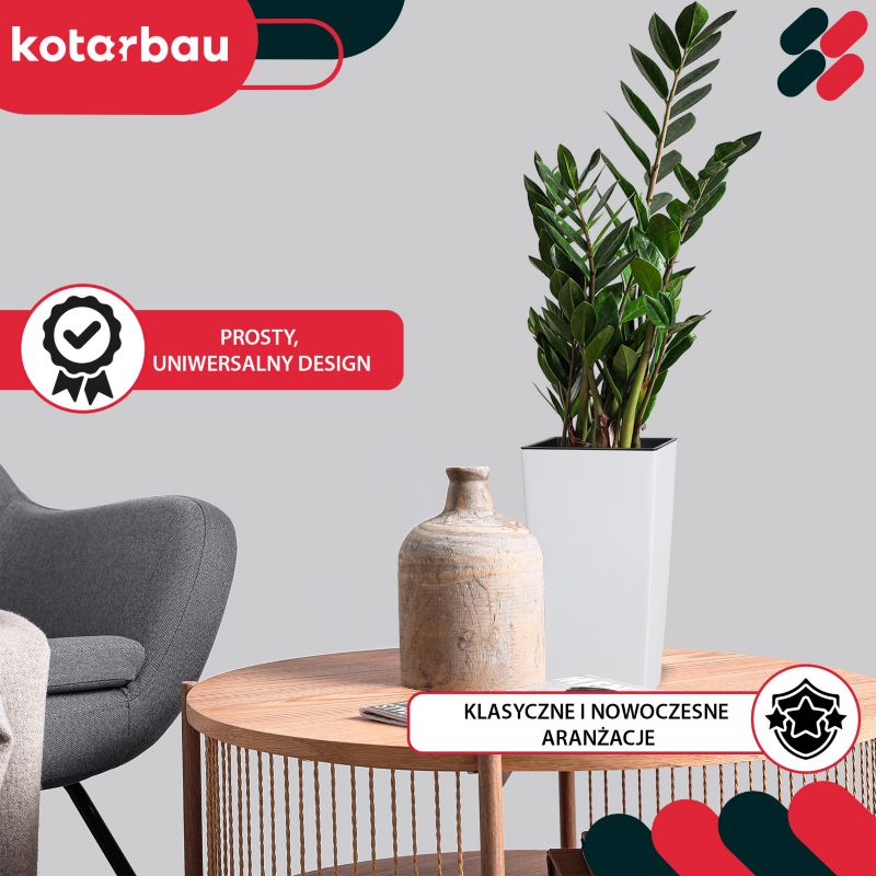 Doniczka KOTARBAU 170x170x325 mm urbi square biała z wkładem 1 szt.