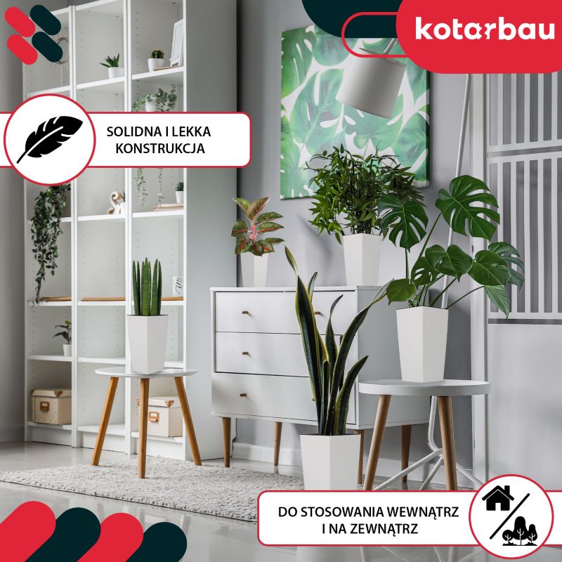 Doniczka KOTARBAU 170x170x325 mm urbi square biała z wkładem 1 szt.