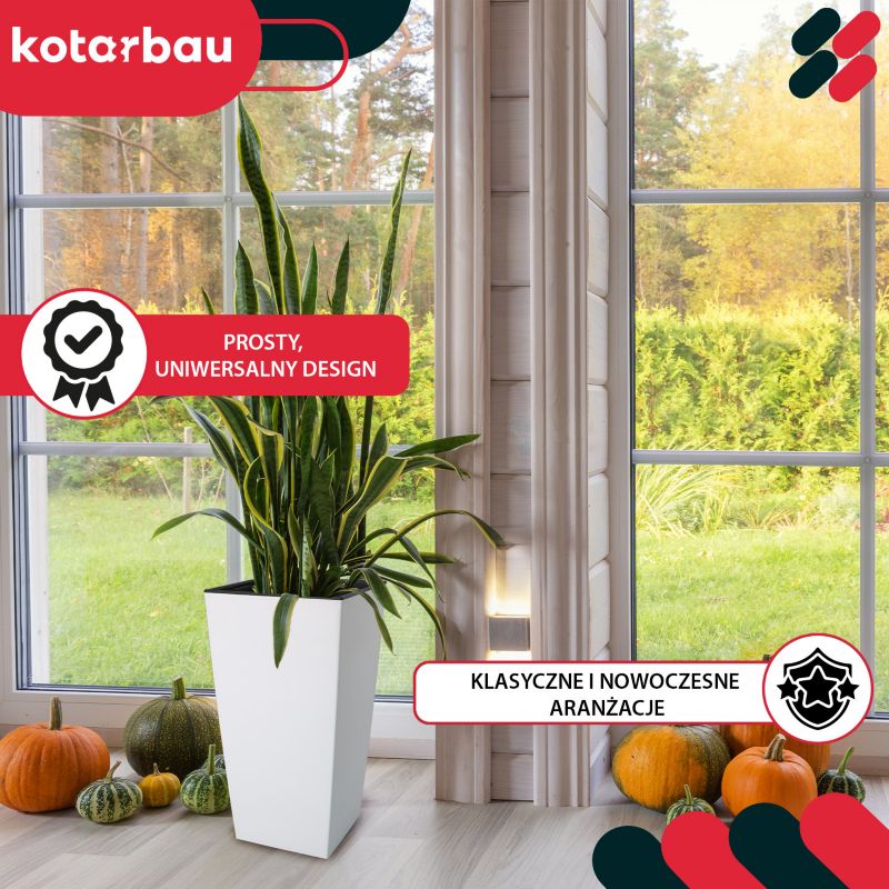 Doniczka KOTARBAU 265x265x500 mm urbi square biała z wkładem 1 szt.