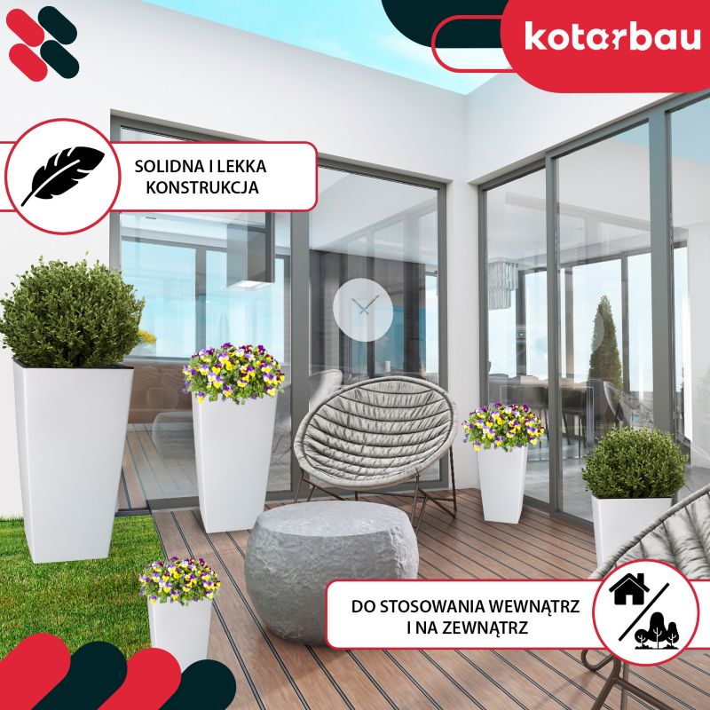 Doniczka KOTARBAU 265x265x500 mm urbi square biała z wkładem 1 szt.