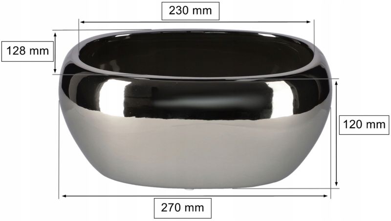 Doniczka KOTARBAU podłużna ceramiczna 270 mm srebrny 1 szt.
