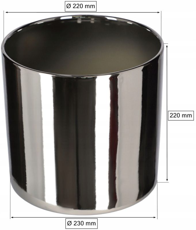 Doniczka KOTARBAU srebrna ceramiczna połysk 230 mm 1 szt.