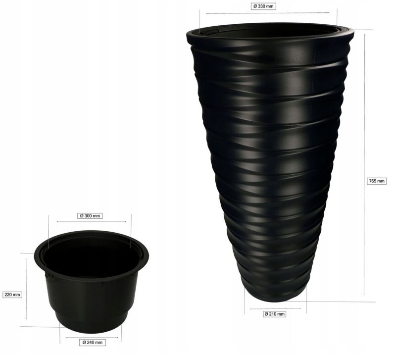 Doniczka KOTARBAU z wkładem 765 mm czarna mrozoodporna 1 szt.