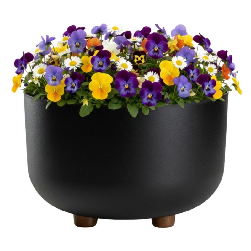 Doniczka misa TERRA HowHomely plastikowa czarna na nóżkach 26,9 cm 1 szt.