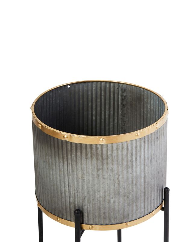 Doniczka na nóżkach Feuille Metal 26 cm Szary 1 szt.