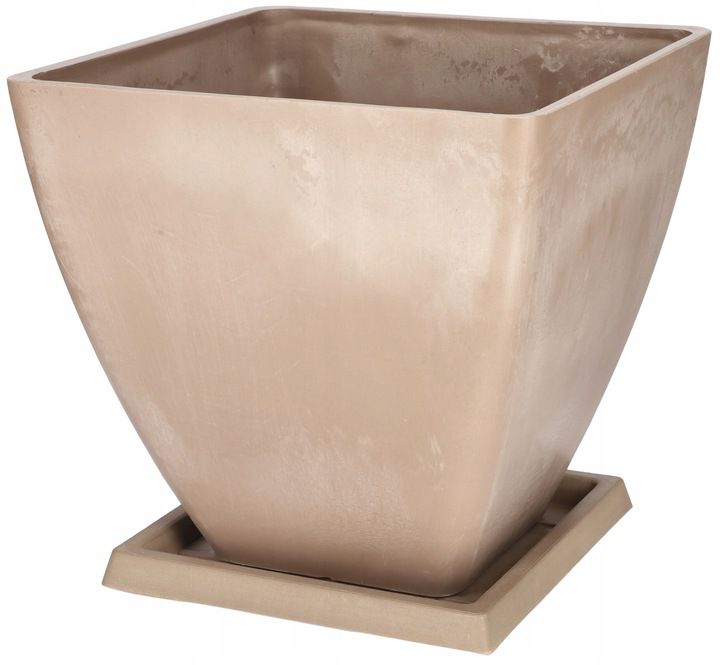 Doniczka ogrodowa KOTARBAU donica osłonka kompozytowa z podstawką 28 cm beżowa 1 szt.