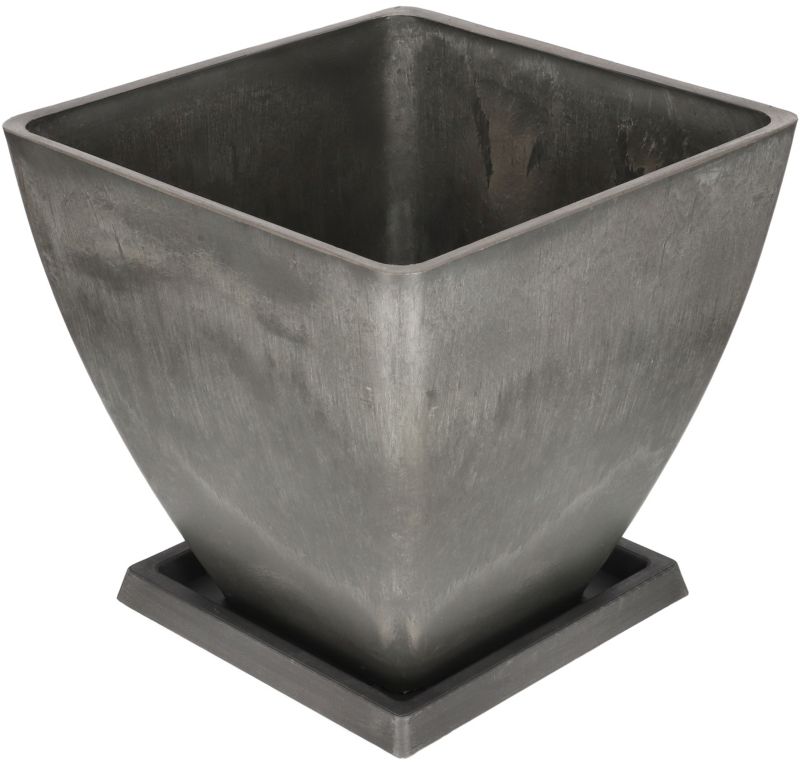 Doniczka ogrodowa KOTARBAU donica osłonka kompozytowa z podstawką 28 cm szara 1 szt.