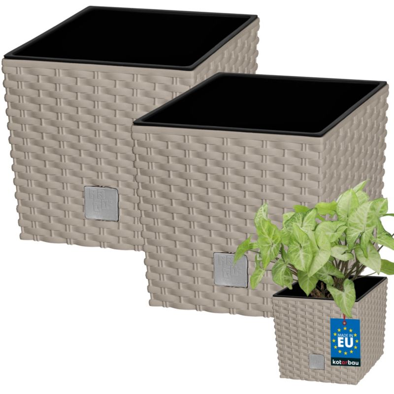 Doniczka ogrodowa KOTARBAU rattan z wkładem mocca 17x17 cm 2 szt.