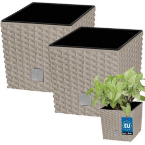 Doniczka ogrodowa KOTARBAU rattan z wkładem mocca 17x17 cm 2 szt.