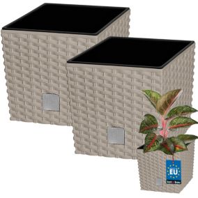 Doniczka ogrodowa KOTARBAU rattan z wkładem mocca 20x20 cm 2 szt.