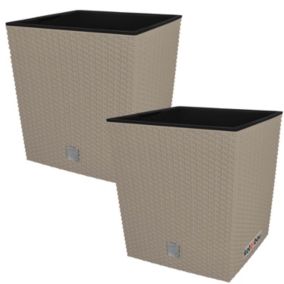 Doniczka ogrodowa KOTARBAU rattan z wkładem mocca 26x26 cm 2 szt.