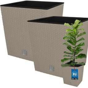 Doniczka ogrodowa KOTARBAU rattan z wkładem mocca 32x32 cm 2 szt.