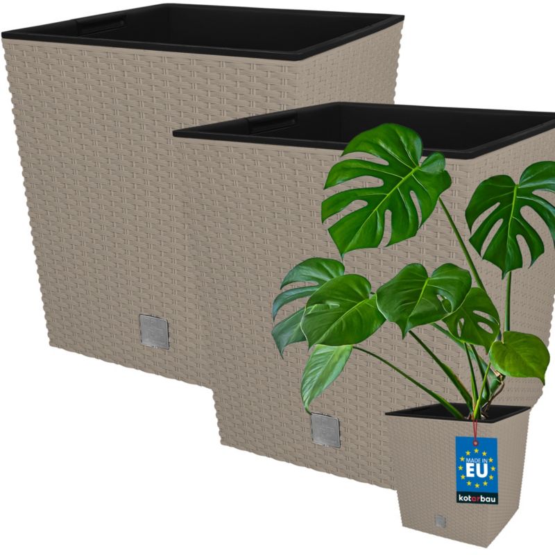 Doniczka ogrodowa KOTARBAU rattan z wkładem mocca 40x40 cm 2 szt.