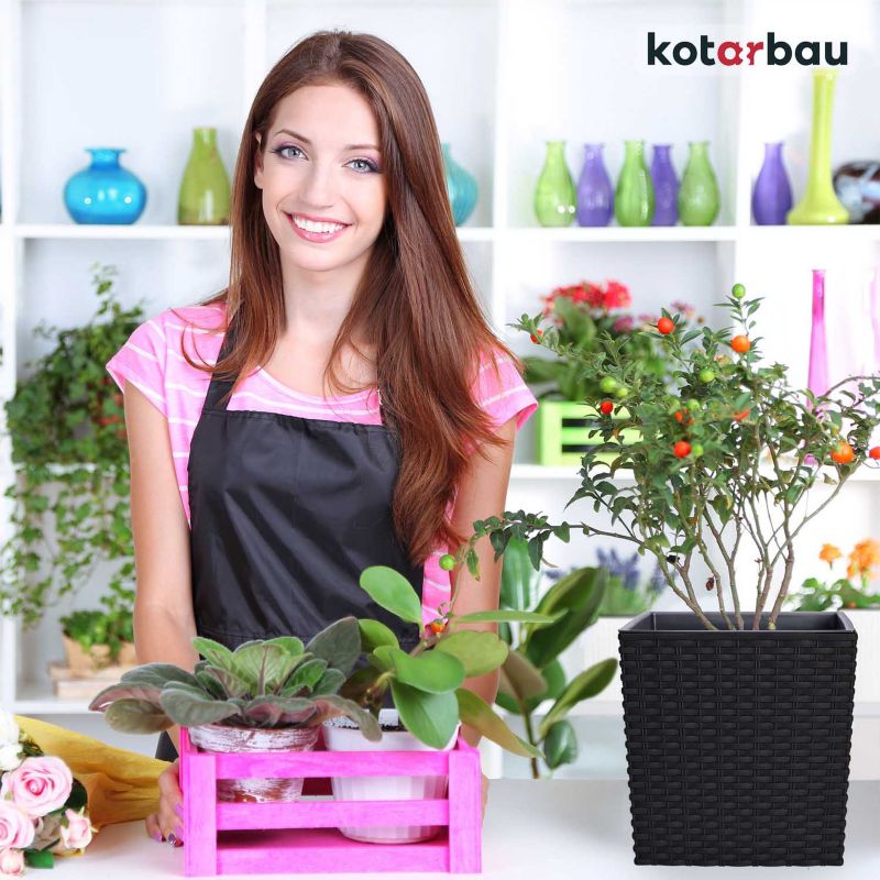 Doniczka ogrodowa KOTARBAU rattan z wkładem umbra 17x17 cm 1 szt.