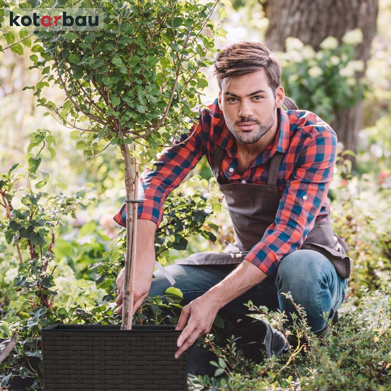 Doniczka ogrodowa KOTARBAU rattan z wkładem umbra 32x32 cm 2 szt.