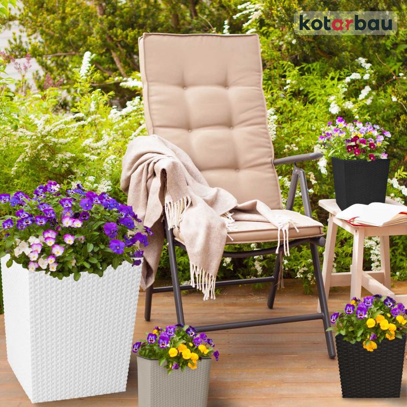 Doniczka ogrodowa KOTARBAU rattan z wkładem umbra 32x32 cm 2 szt.
