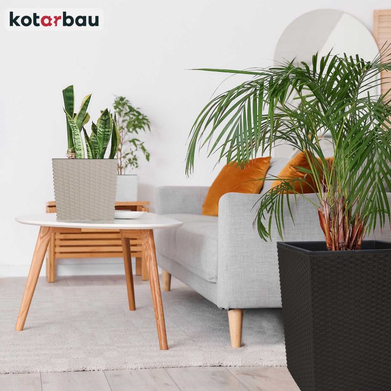 Doniczka ogrodowa KOTARBAU rattan z wkładem umbra 40x40 cm 2 szt.