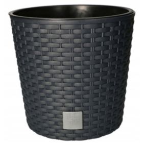 Doniczka rattan KOTARBAU okrągła z wkładem antracyt 200x190 mm 1 szt.