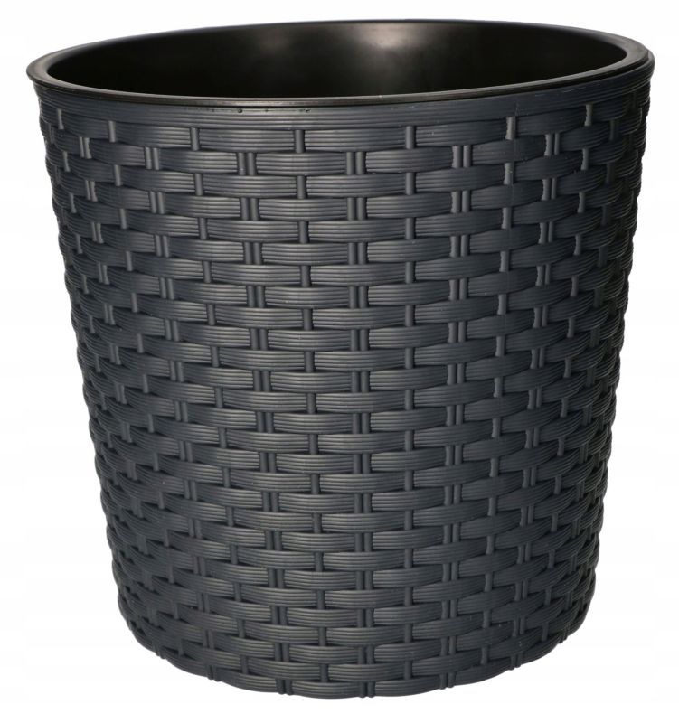 Doniczka rattan KOTARBAU okrągła z wkładem antracyt 200x190 mm 1 szt.
