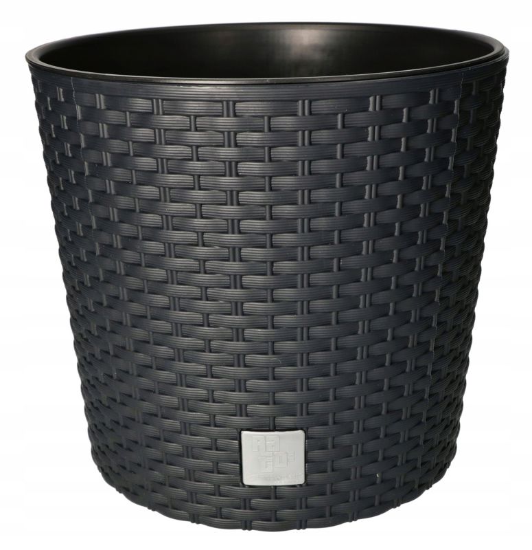 Doniczka rattan KOTARBAU okrągła z wkładem antracyt 250x224 mm 1 szt.