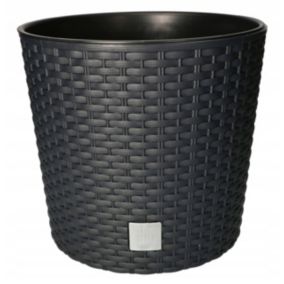 Doniczka rattan KOTARBAU okrągła z wkładem antracyt 250x224 mm 1 szt.