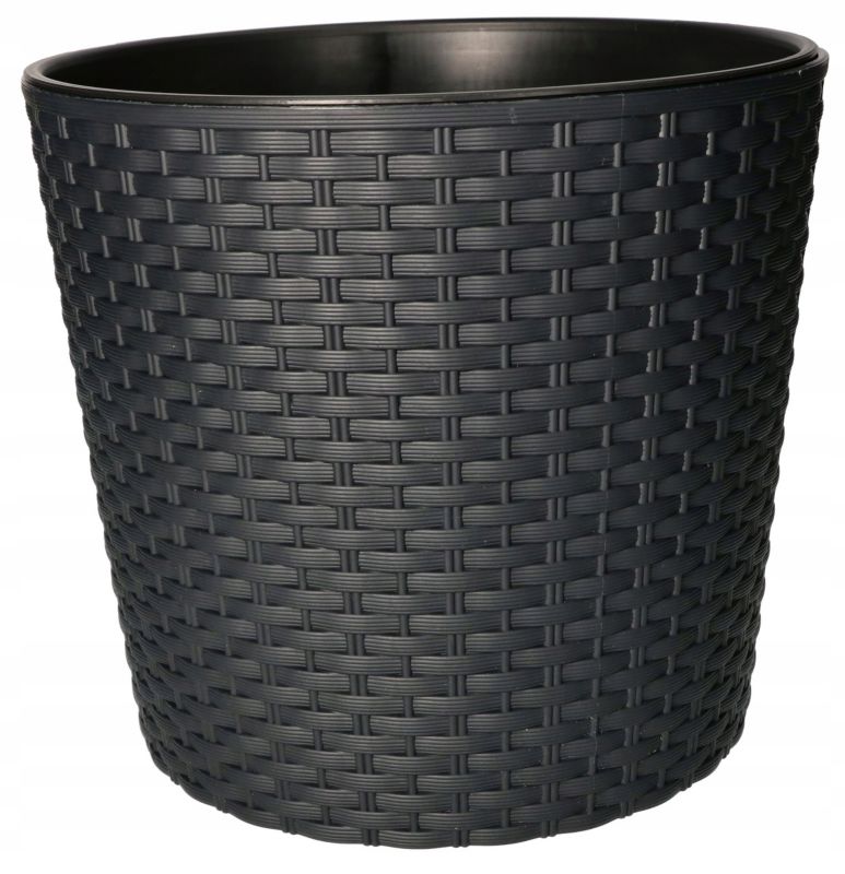 Doniczka rattan KOTARBAU okrągła z wkładem antracyt 250x224 mm 1 szt.