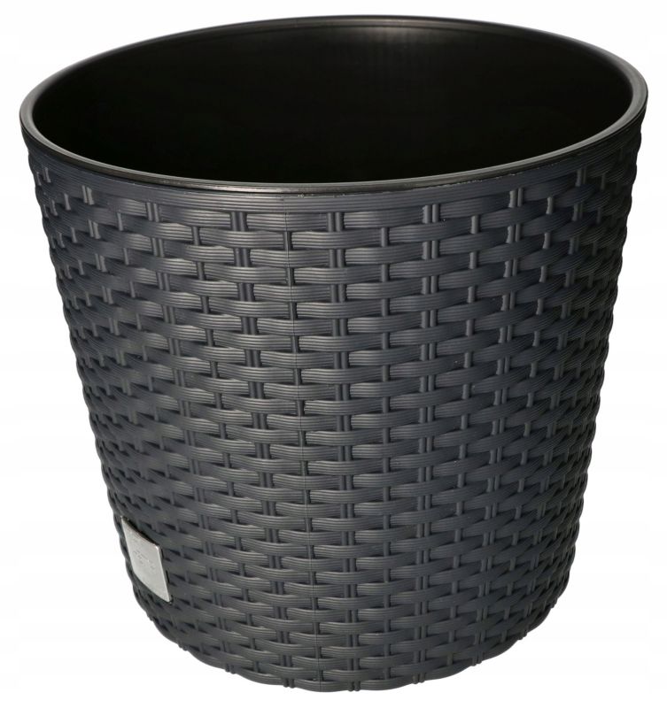 Doniczka rattan KOTARBAU okrągła z wkładem antracyt 250x224 mm 1 szt.