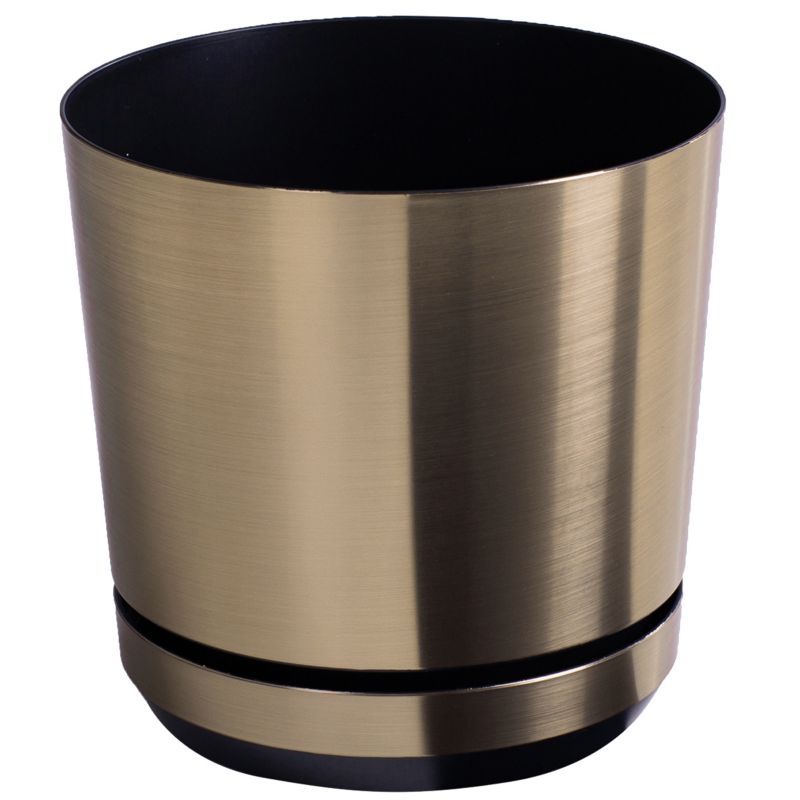 Doniczka z podstawką Kerd 12 cm wzór 022 STAL efekt szczotkowany metal z drenażem 1 szt