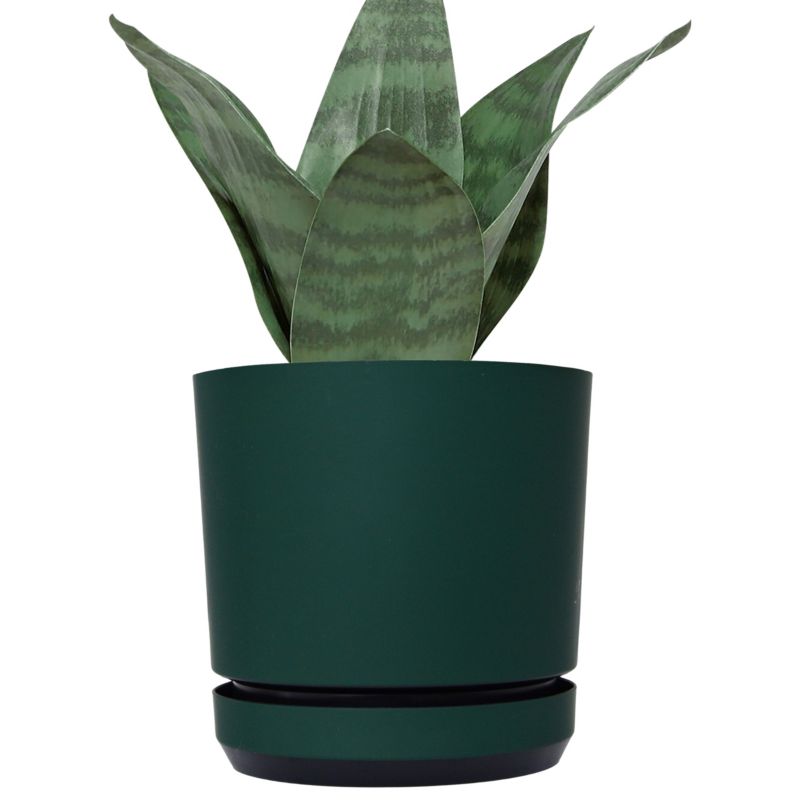Doniczka z podstawką Kerd 12 cm wzór 038 ZIELONA BUTELKOWA elegancka nowoczesna ciemna zieleń satynowa matowa 1 szt