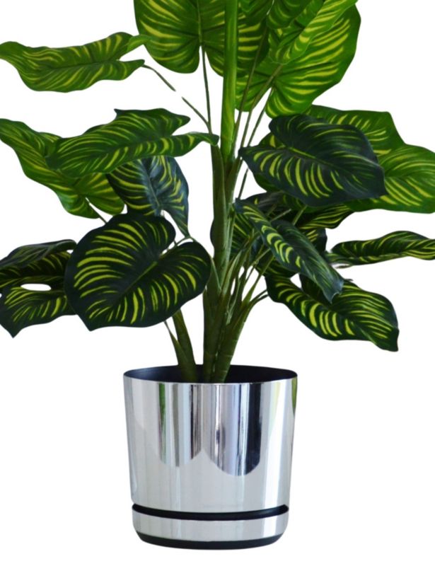 Doniczka z podstawką Kerd 14 cm wzór 016 LUSTRZANY glamour elegancka efekt lustra wysoki połysk nowoczesna 1 szt.