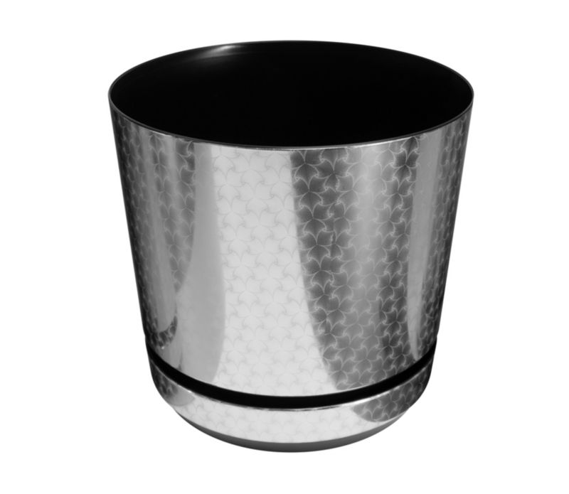 Doniczka z podstawką Kerd 18 cm wzór 056 SREBRY ART - DECO piękny elegancki deseń niezwykły wzór glamour ekskluzywna 1 szt