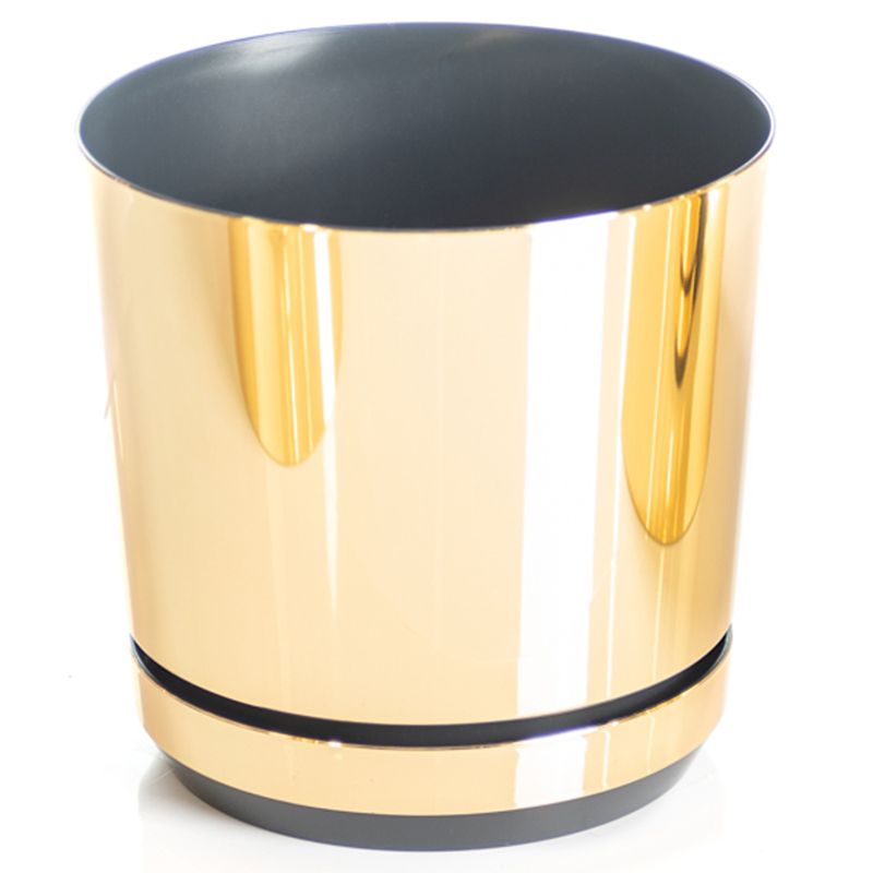 Doniczka z podstawką Kerd 21 cm wzór 011 ZŁOTY BŁYSZCZĄCY nowoczesna elegancka glamour wysoki połysk 1 szt.