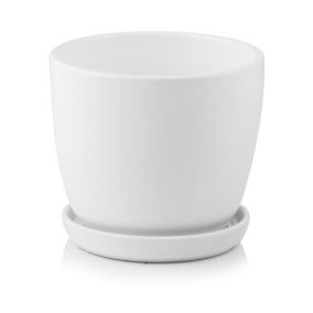 Doniczka z podstawką 17 cm biała